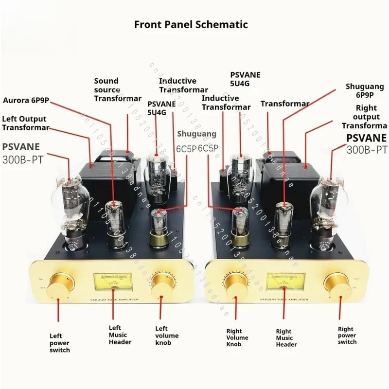 Tube Amplifier 300B Single Ended - 8-трубный стереоусилитель 300B, комплект лампового усилителя